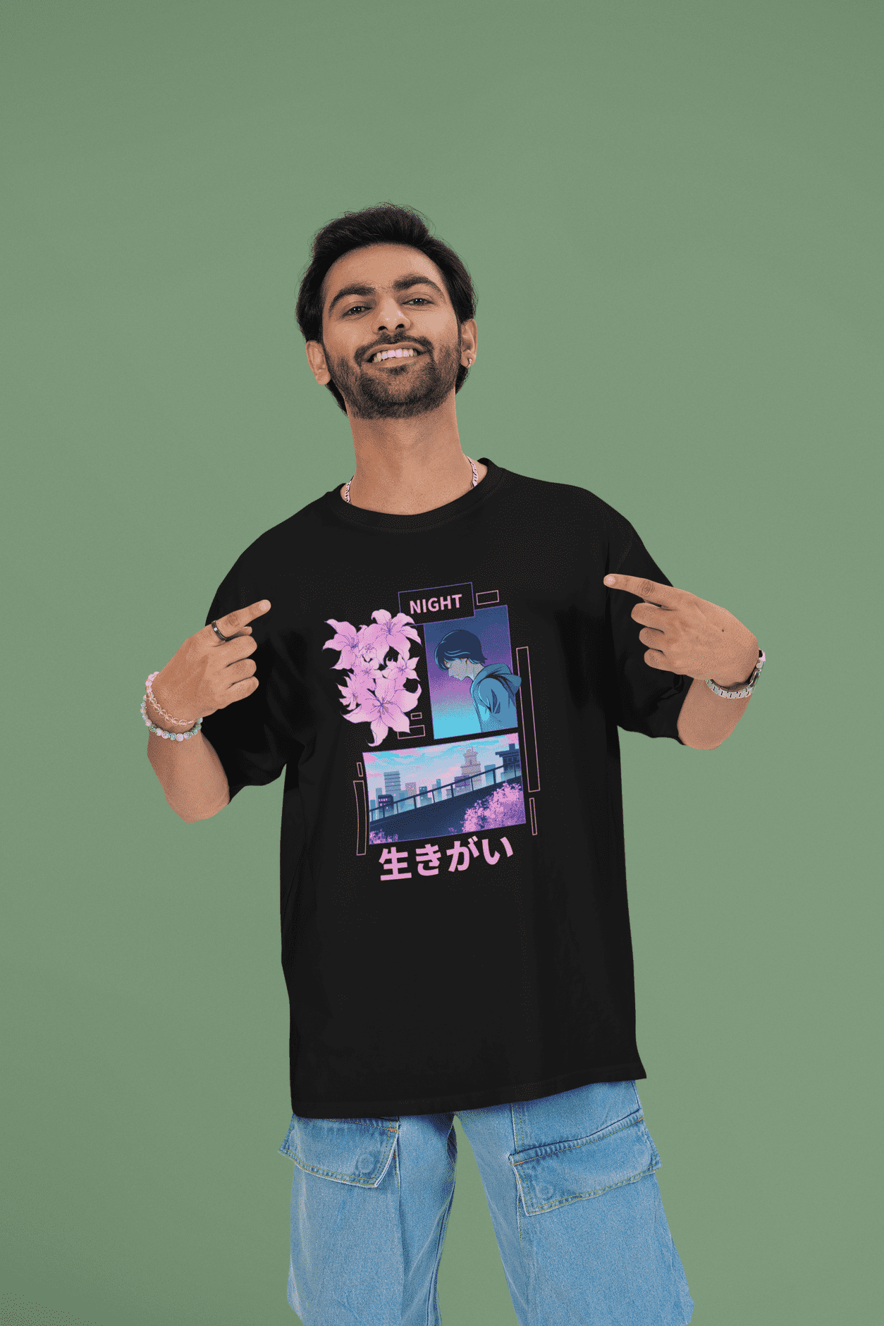 Night Vibe : Oversize Printed T-shirt