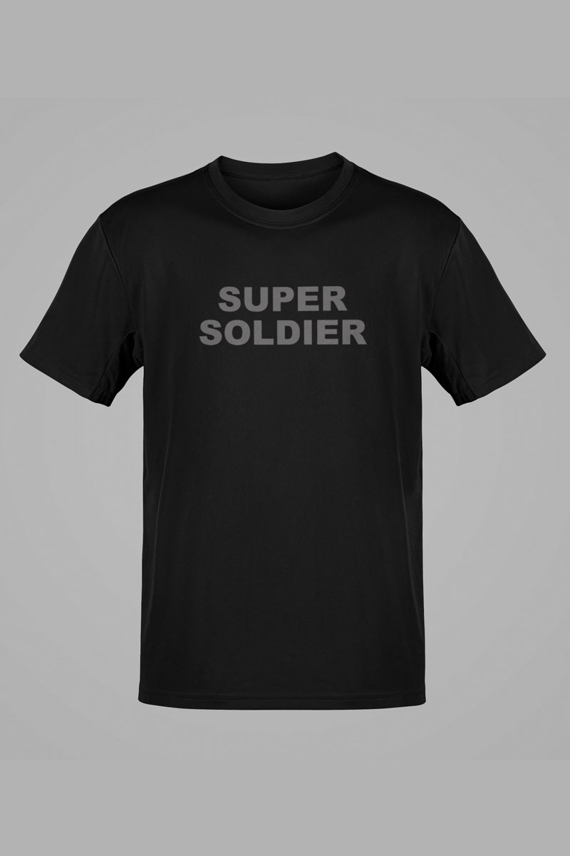 Black Classic Fit T-Shirt – “SUPER SOLDIER” Bold Edition