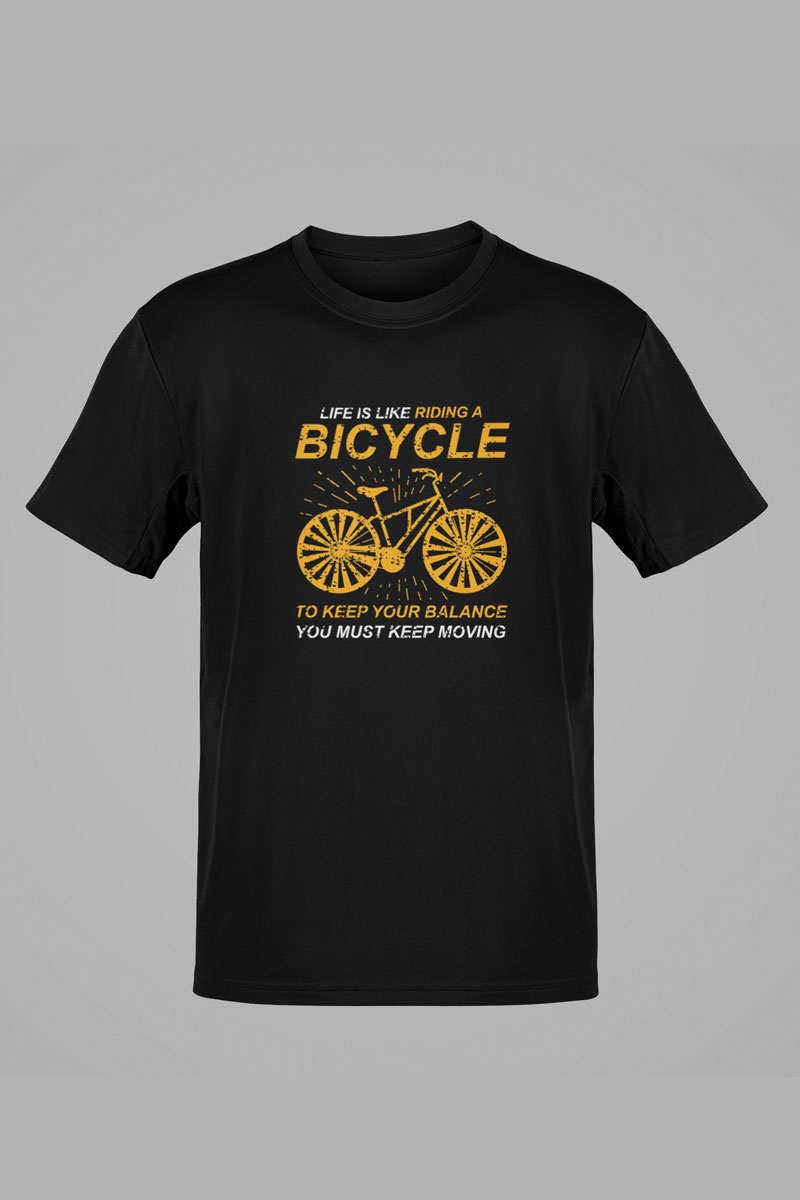 Motivational T-Shirt – “Life is Like Riding a Bicycle” Quote Design