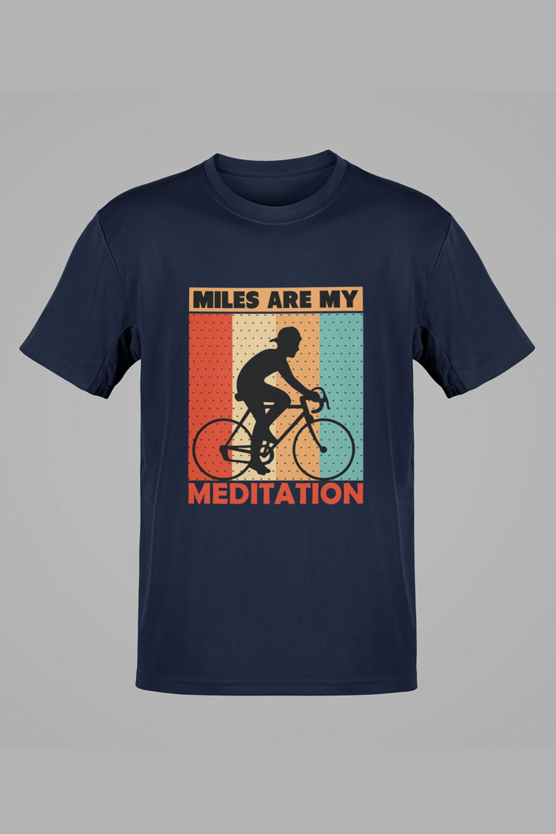 Navy Classic Fit Cycling T-Shirt – “Miles Are My Meditation” Edition