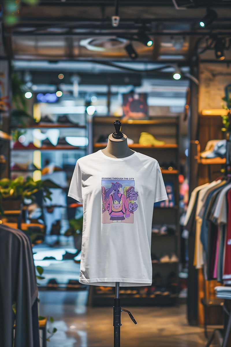 Roaming Through the City White Anime Aesthetic Tee