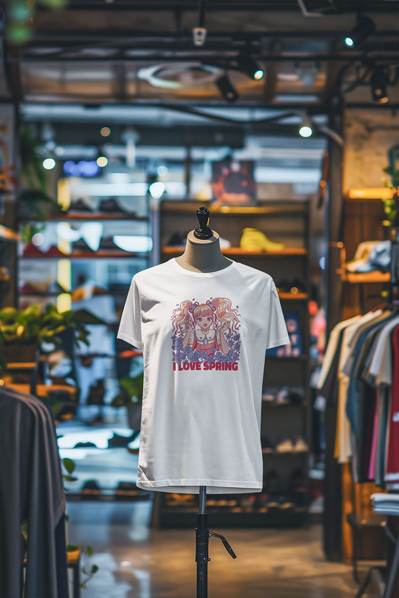 I Love Spring Women Manga Tee White